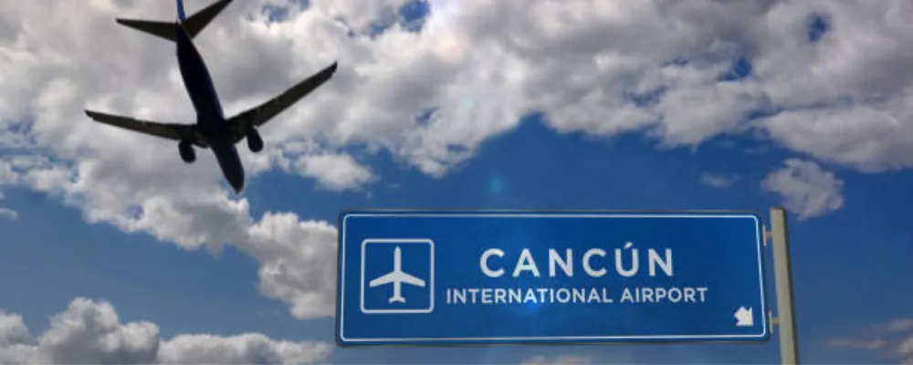 Direct flight from the USA landing at Cancun International Airport